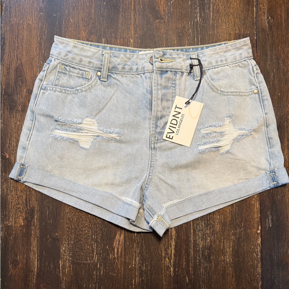 EVIDNT Women's Light Blue Denim Shorts